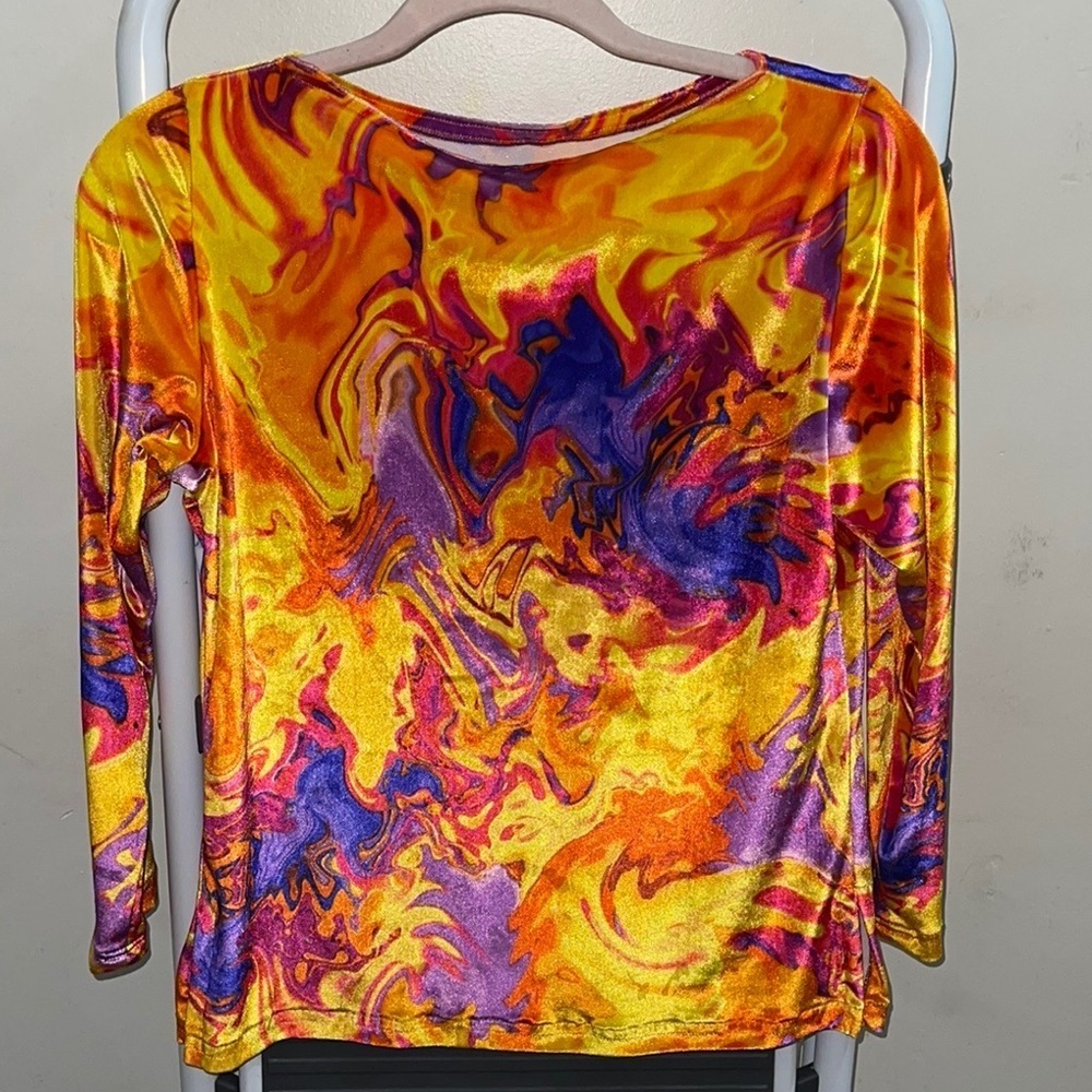Womens Velvet/Velour starburst sunset Top